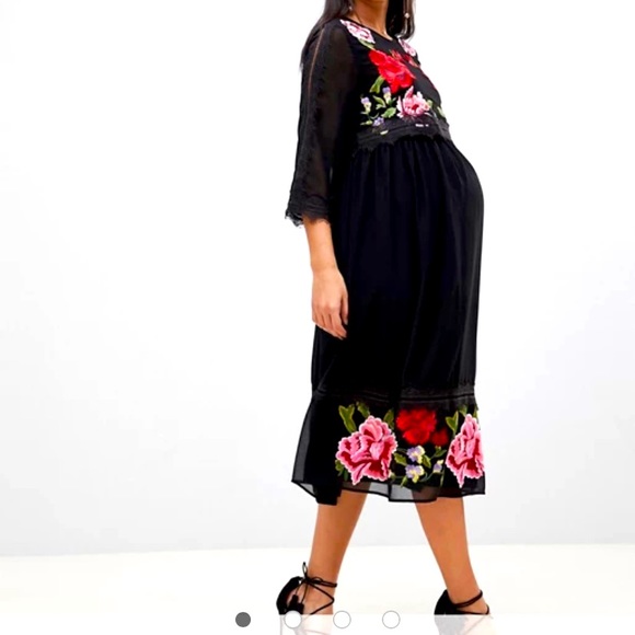 ASOS Maternity double layer midi embroidered dress - Picture 3 of 7